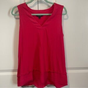 Banana Republic Sleeveless V-Neck Layered Hem Tank Top Women Large Pink Magenta